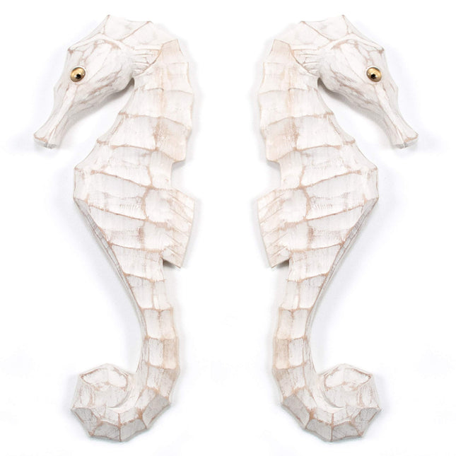T.I. Design Coastal Seahorses Pair White Wash Wall Art