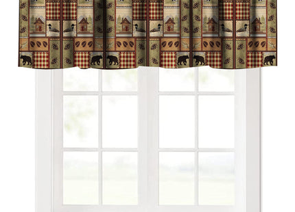 GoDazzling Retro Rustic Kitchen Curtain Valance, Animal Moose Deer Bear Duck Leaf Tree Country Farmhouse Style Window Valance, for Bedroom Living Room Cafe Bathroom W54xL18in 1 Panels