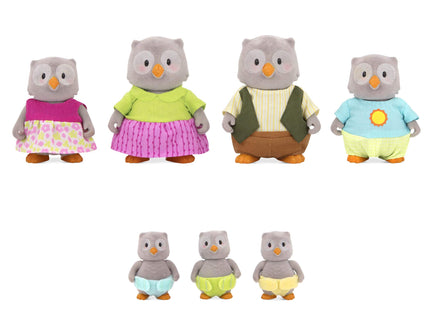 Li'l Woodzeez McHoot Owl Family, 7 Posable Collectible Owl Figures