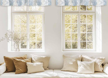 Rullikatlyi Light Blue Coastal Curtain Valances for Windows, Sea Turtle Beach Kitchen Valance Window Treatments 2 Pack, Nautical Coral Starfish Rod Pocket Short Curtains for Bathroom Bedroom 54x18Inch