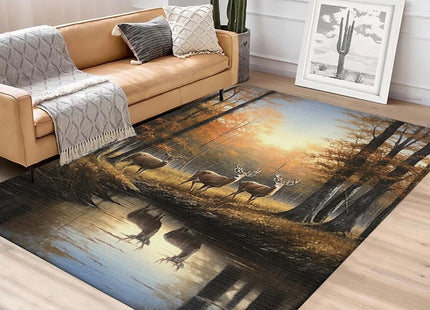 SATIGI Deer Area Rug - Non Slip, Camo Deer Pattern, Memory Foam, Anti-Skid, Perfect for Home, Durable for Men