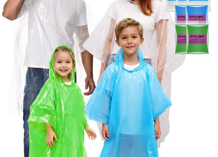 SANXINHT Disposable Rain Poncho Family 10 Pack for Adults & Kids with Hood - 2X-Thicker for Theme Parks, Travel & Outdoors