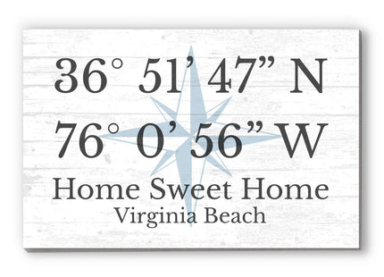 GPS Sign Personalized Location CUSTOM Coordinates Beach House or Lake Home Address Latitude Longitude Wall Art Decor - Solid Wood - 16.5" x 10.5"