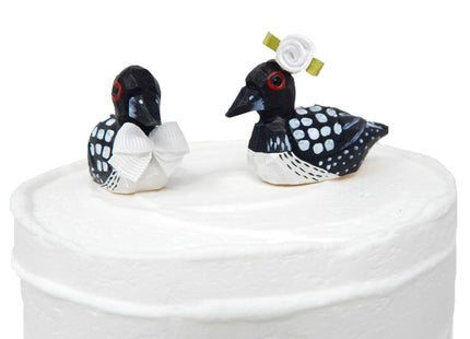 Loon Cake Topper Love Duck Bride & Groom Wedding Engagement Anniversary Handmade Carved Wood Statue