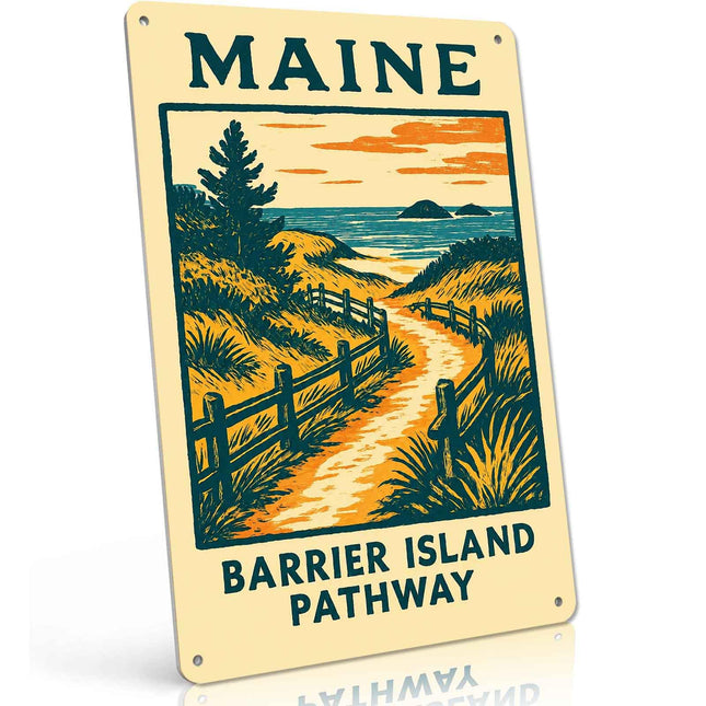 Maine Barrier Island Pathway Vintage Metal Signs 8 X 12 Inch