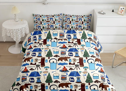 Feelyou Bear Bedding Set Boys Wild Animal Comforter Set for Kids Teens Nature Wildlife Bear Bedding Set