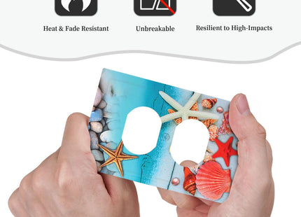Beach Starfish Seashell 1 Gang Electrical Duplex Outlet Cover Nautical Beach Decorative Wall Plate Board Receptacle Wallplate Switch Plate for Home Decor