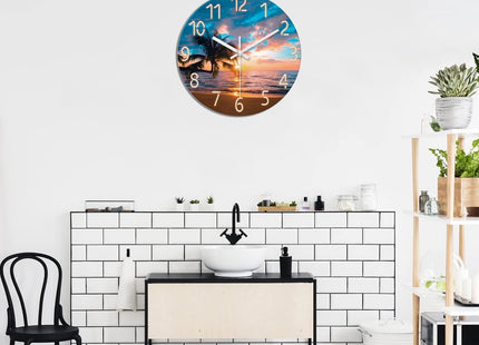 XFM Beach Wall Clocks Battery Operated 12 Inch Sunset Nautical