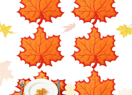 Yingzhao 6 Pcs Fall Maple Leaf Placemats Autumn Orange Table Placemats