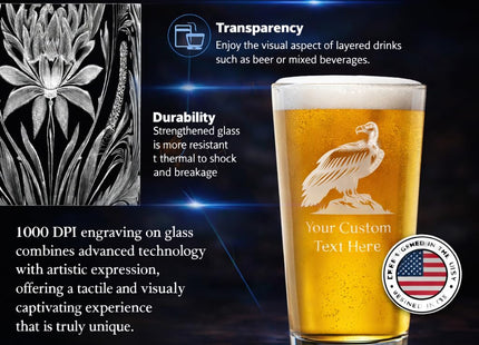 Customized, Sailboat 16 oz Pint Beer Glass Premium Engraved Logo Design Permanent Personalized Custom Beverage Glasses Laser Engraving