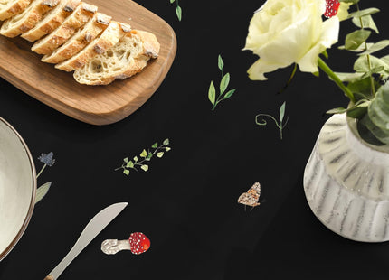 Horaldaily Mushroom Black Tablecloth, 70x70 Inch Round