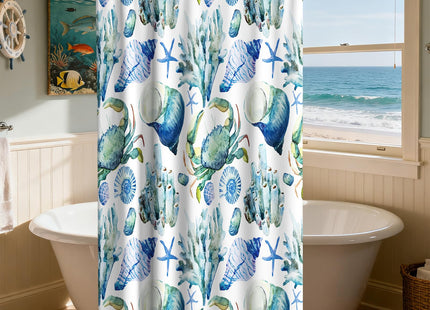 Final Friday Crab Cute Marine Animal Theme No Hook Waffle Weave Funny Shower Curtain with Snap in Liner Nautical Beach Bathroom Blue Ocean Decor Set 60 W x 74 H Inch Blue
