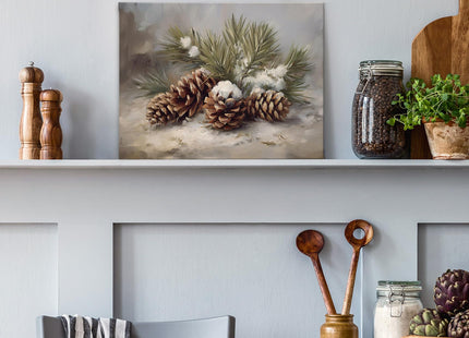 PHAMTE Winter Christmas Pinecone Wall Art Decor Canvas 11x14, Rustic Farmhouse Winter Pine Cone Xmas Pictures Decorations, Christmas Framed Prints Artwork for Home Bedroom Living Room Decor