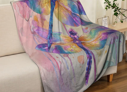 Dragonfly Throw Blanket Animal Dragonflies Warm Decor Soft Flannel Blanket Dragonfly Gifts for Kids Boys Girls Men Women 40" X 50"