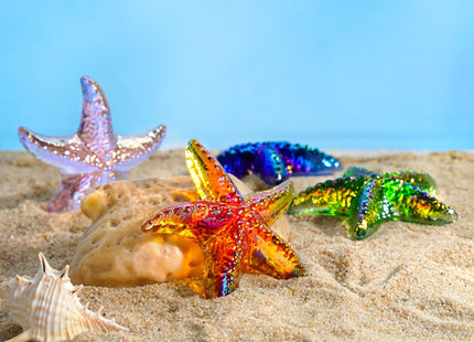Amber Blown Glass Starfish Figurine Miniature Ocean Home Decor