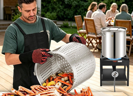 ARC 52QT Stainless Steel Stockpot for Crab Seafood Boiler w/Basket, 13Gal
