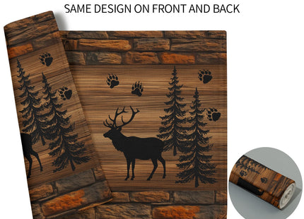 Rustic Placemats - Brown Cabin Bear Place Mats Set of 4 Country Moose Wooden Tablemats 12x18 for Dining Kitchen Farmhouse