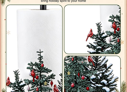 Willinglong Christmas Paper Towel Holder, Cardinal Birds Winter Pine Decor