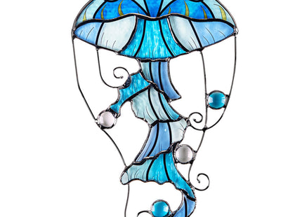 Jellyfish Stained Glass Window Hanging, Ocean Sea Life Sun Catchers Indoor Panel, Nautical Suncatcher Decor for Home, Wall, Garden, Coastal Ornament Gift for Women, Beach Lovers