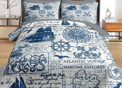 Pamnest Twin Comforter Set with Sheets, 5 Pieces Nautical Anchor Bedding