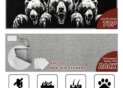 Yoozitrees Bear Rug with Head, Bear Runners for Hallways, 3x12ft, Black and White Grizzly Bear Man Cave Runner Rug, Cabin Animal Soft Washable Kitchen Mats for Floor - Bear Home Decor
