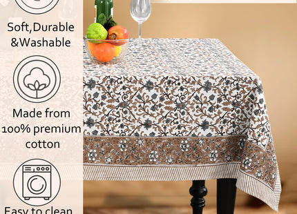 CPC Autumn Vine Tablecloth 100% Cotton 60x60 Inch Indian Block Print Rectangle Table Cover, Table Cloth for Gifting in Weddings, Halloween, Fall, Christmas, Thanksgiving