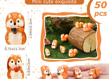 GGSTDDUP 50 Pcs Mini Resin Squirrel Tiny Squirrel Mini Animal Figurines