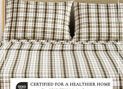 Great Bay Home Full Printed Microfiber Sheet Set - 4-Piece Ultra-Soft, Brushed Bedding Sheets & Pillowcases - Wrinkle & Fade Resistant, All-Season Bed Sheets (Cabin Plaid)