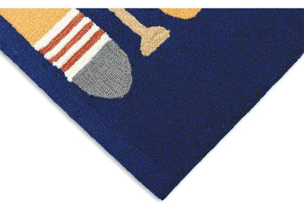 Liora Manne FRONTPORCH Indoor/Outdoor Hand Tufted Durable Area Rug - Traditional Nautical Ocean Decorative (Paddles Navy) (2' x 3')