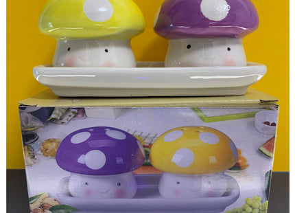 Ceramic 3D Mushroom-shaped Pattern DIY Salt and Pepper Seasoning Set - Stylish and Functional Tableware for Kitchen and Dining - Surprise Gift (Mushroom)