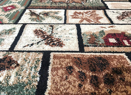 Carpet King Cabin Style Long Runner Area Rug Rustic Native American Western Country Bear Elk Deer Wildlife Lodge Native Design 386 (32 Inch X 10 Feet)