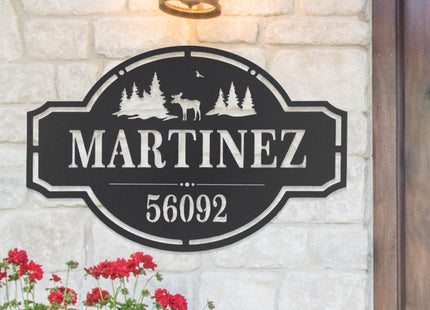 Custom Moose Metal Address Sign - Personalized Wildlife House Number Plaque, Northern Cabin Decor, Durable Steel, 12-30 in, Home on the Range (12 inch)