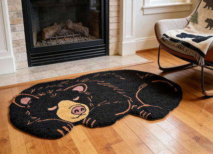 EZ.enjoy Shaped Black Bear Hand-Hooked Accent Rug 32x17 Inches