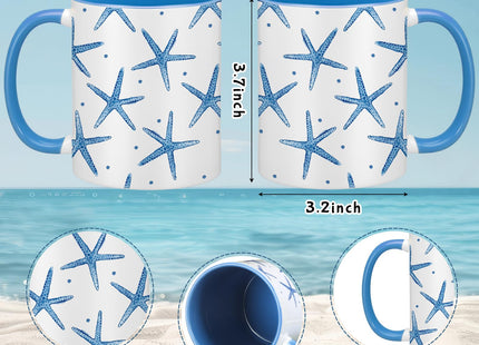 Didaey 6 Pcs Coastal Coffee Mugs, Blue Starfish Ceramic 12 oz Summer