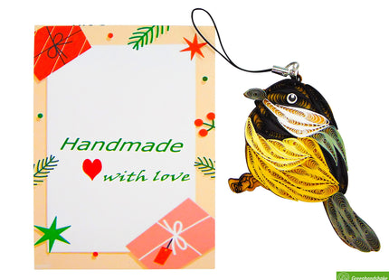 Quilling Bird Lovers Collection – Handmade Quilled Ornaments for Animal Lovers, Home & Holiday Decorations, Car, Bag, or Phone Charms by GREENHANDSHAKE (Black-Capped Chickadee)
