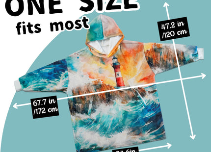 Huglanket Lighthouse Gifts Wearable Blanket Hoodie, Oversized Wearing Blanket for Lighthouse Lovers
