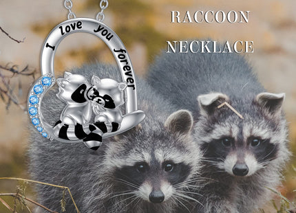 MISTBEE Mothers Day Gifts Raccoon Necklace for Mom Women 925 Sterling Silver Two Raccoon Necklaces Raccoon Jewelry for Birthday Christmas