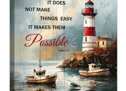 Trulave Ocean Lighthouse Wall Art Inspirational Quotes Canvas Decor 16x12