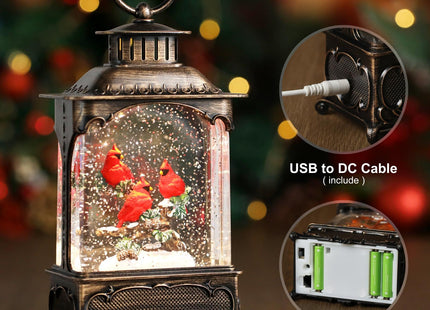 DenicMic Cardinal Snow Globe Lantern Christmas Decorations Indoor