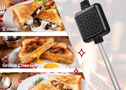 CASTIVO Mountain Pie Maker Cast Iron, Campfire Pie Iron, Hobo Pie Maker for Camping, 2-Pack