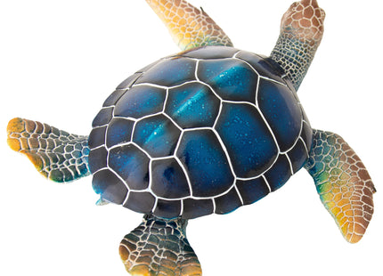 Corner Merchant Sea Turtle Statue Garden Decor Tabletop Display and Wall Hanging Sea Turtle Sculpture (Navy, 16"x15")