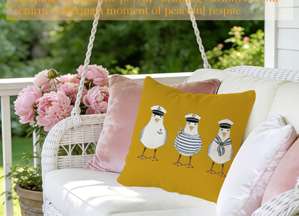 JLLBF Yellow Nautical Seagull Pillow Cover 18x18 Double-Sided