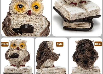 Adorable Reading Owl Statue, 2PCS Retro Resin Wise Owl Thinker Sculptures
