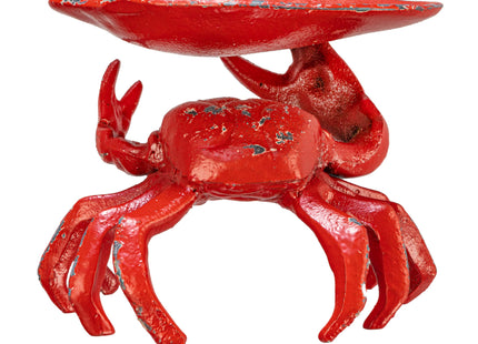 Distressed Red Decorative Cast Iron Crab Shaped Dish