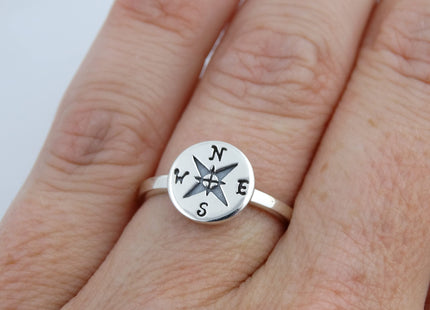 Compass Ring - 925 Sterling Silver, Sizes 6-10, Nautical Directional (7)