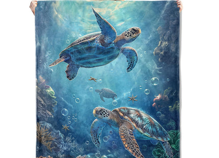 VANZEV Sea Turtle Blanket, 50"x60" Ocean Sea Turtle Fleece Throw for Kids & Adults, Ultra-Soft and Warm Home Decor Blanket, Sea Turtle Gifts