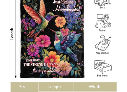 Jekeno Hummingbird Blanket Floral Gifts 50"x60"