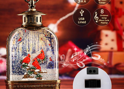 11Inch Christmas Snow Globes Cardinal Gifts, Musical Cardinal Snow Globe Glitter Light Up, Christmas Decorations Indoor 6H Timer Red Cardinal Christmas Decor for Women