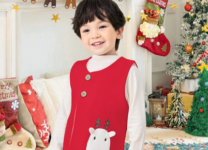 pureborn Baby Boys Girls Cartoon Christmas Deer Cotton Vest Waistcoat Red Deer 3-6 Months