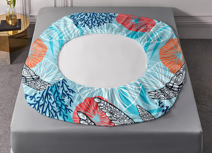 HOSIMA Sea Turtle Bedding Set,Coastal Beach Themed Bedroom Fitted Sheet Queen Size for Kids Teen Girls Boys Room Decor,1 Fitted Sheet+2 Pillowcases.